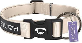 STUCH Dog Collar - Adjustable Padded Nylon Dog Collar - For Small, Medium and Large Dogs, Colour: Beige, Size: S (1.5cm x 28-45cm)
