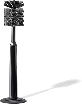 Curio Home Goods Ionic Bottle Brush, Magnetized to Stand Upright, Stainless Steel with Replaceable Head, Onyx/Black