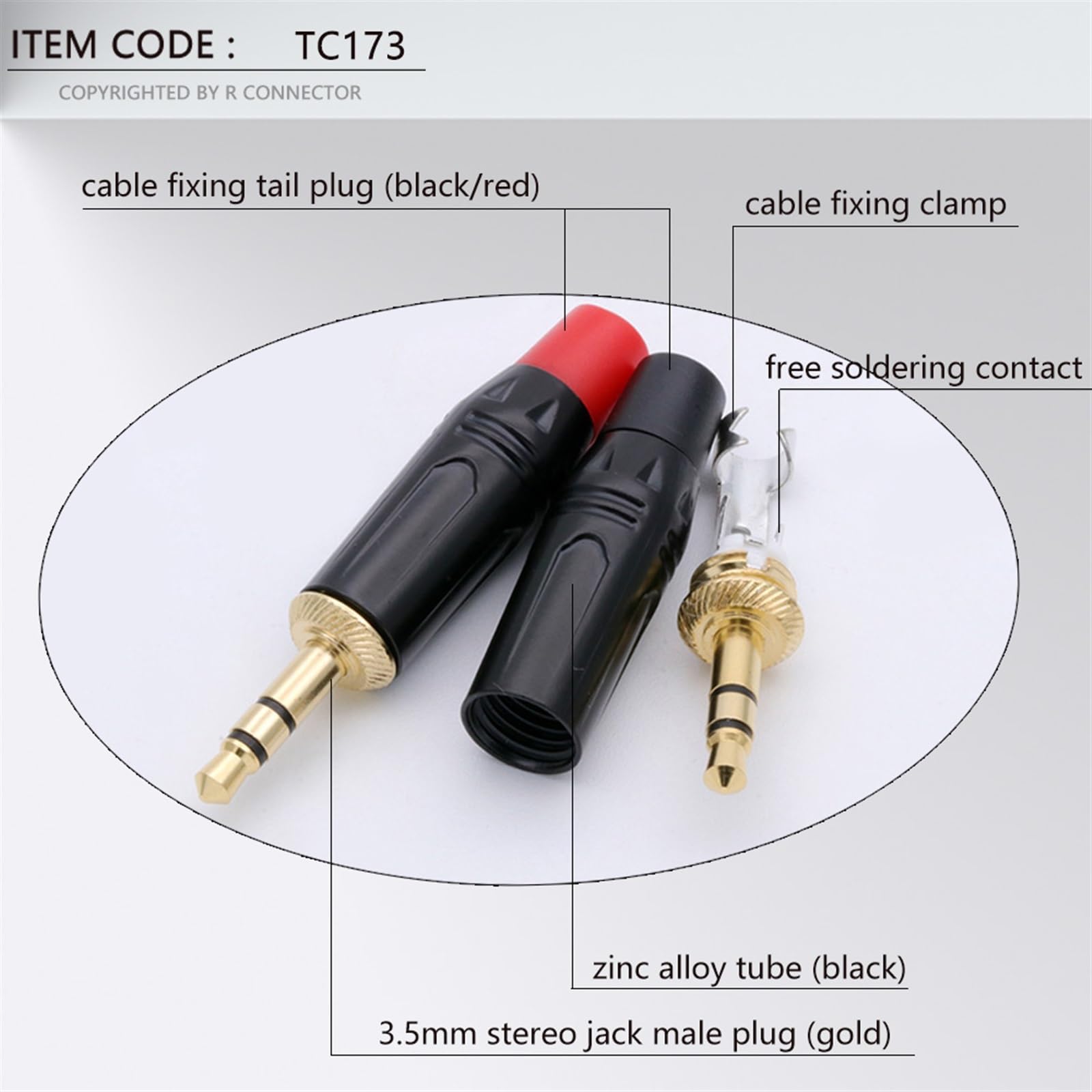 10 pièces 3.5MM 3 pôles prise mâle stéréo à souder 3 broches 3.5MM prise stéréo bricolage connecteur de fil de prise casque (Color : Black)