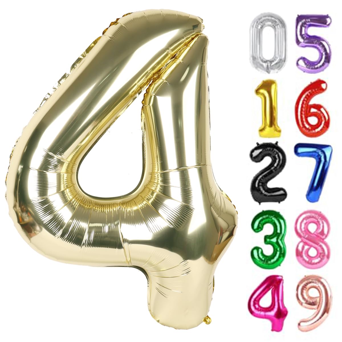 Light Gold Number 4 Balloon 40 Inch, 4th Birthday Decorations Men Women