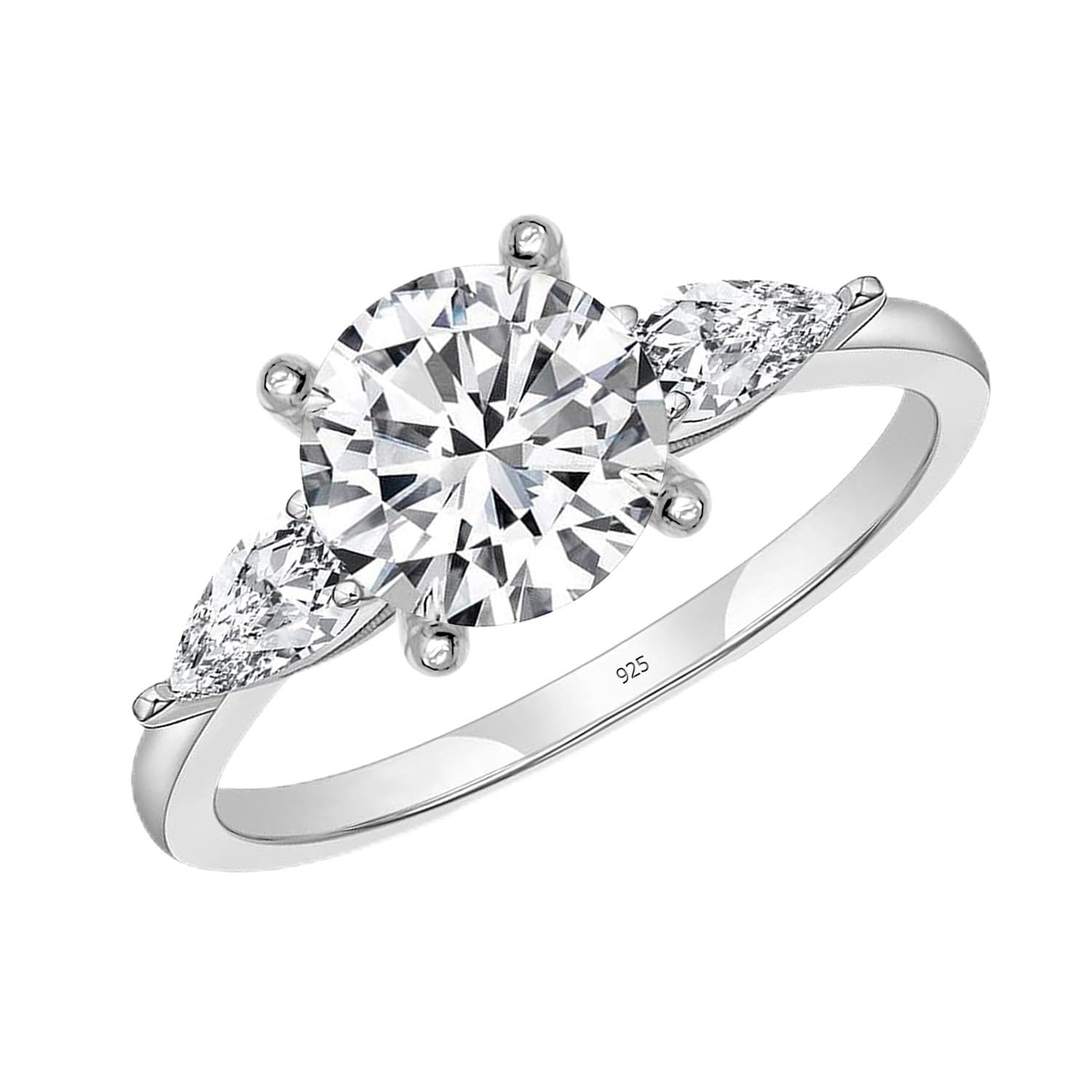 truesilver acpl LeCalla 925 Sterling Silver BIS Hallmarked Cubic Zirconia Rhodium-Plated Classic Engagement Ring Wedding Band for Women Promise Rings for her (Ring Size - Indian-12, US-6 No.)-picture-30