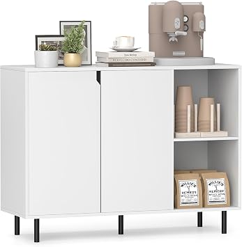 GOFLAME 42 Sideboard Buffet Cabinet, Modern Kitchen Storage Cabinet with 2 Doors & Adjustable Shelves, Anti-Toppling Kit, Coffee Bar for Kitchen, Entryway