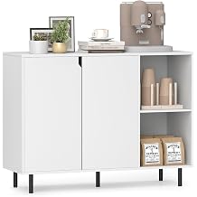 GOFLAME 42 Sideboard Buffet Cabinet, Modern Kitchen Storage Cabinet with 2 Doors & Adjustable Shelves, Anti-Toppling Kit, Coffee Bar for Kitchen, Entryway