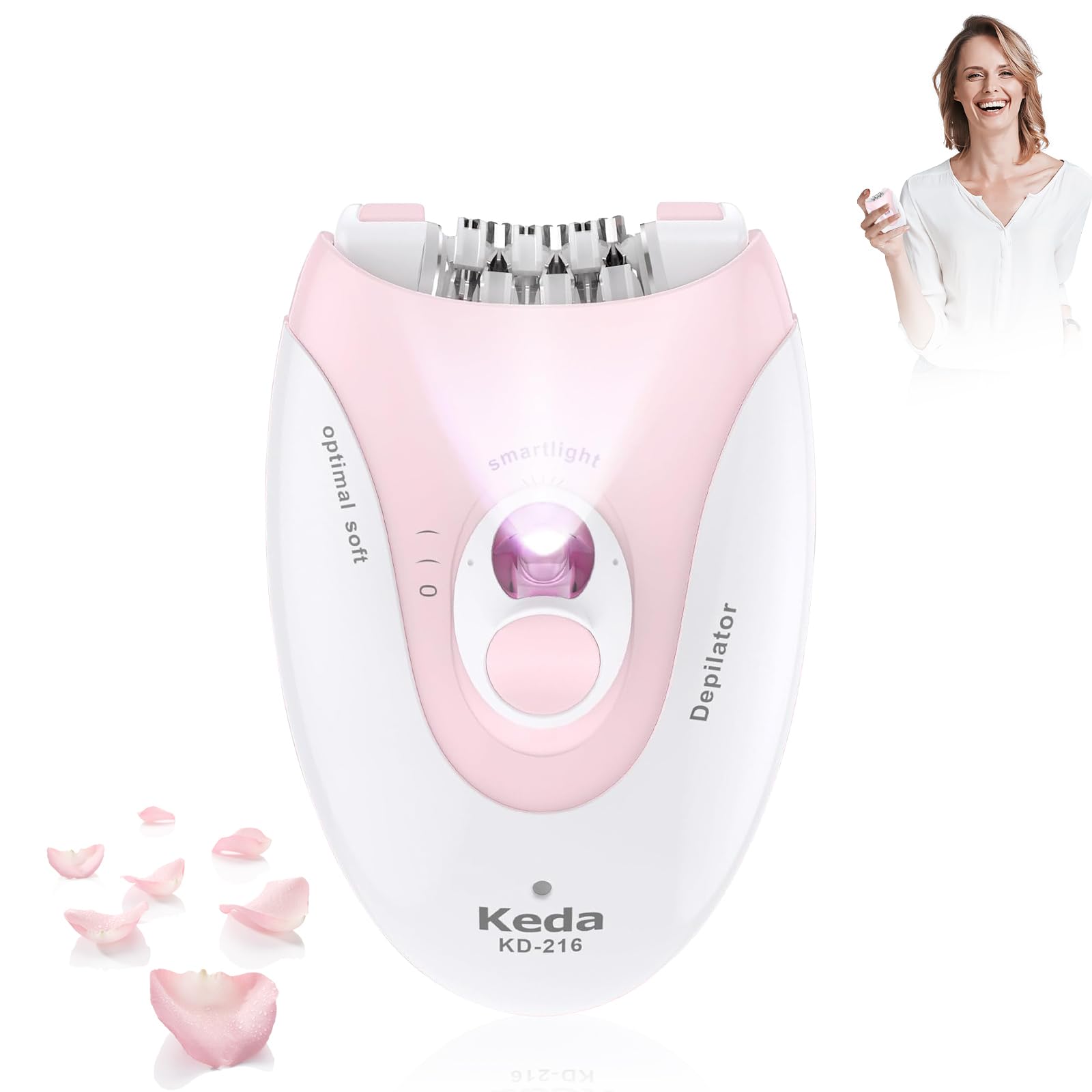 Gesichtsepilierer, Glabours Hauthaarentferner für Frauen Epilierer mit LED-Licht, Zwei Geschwindigkeiten Haarentfernungsgerät, Epilierer für Frauen, Pluxy Gesichtshaarentfernung für Bikini Arm Beine