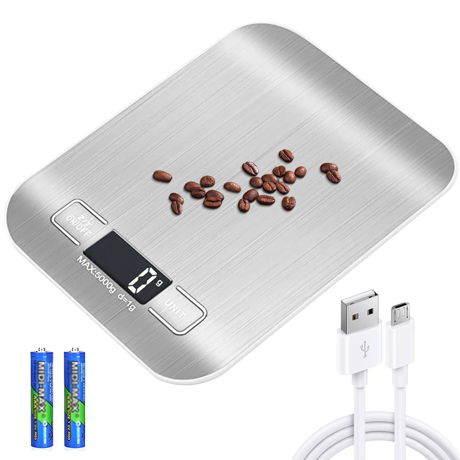 Balance De Cuisine Numérique 10kg/1g - Rechargeable USB, écran LCD, Fonction Tare