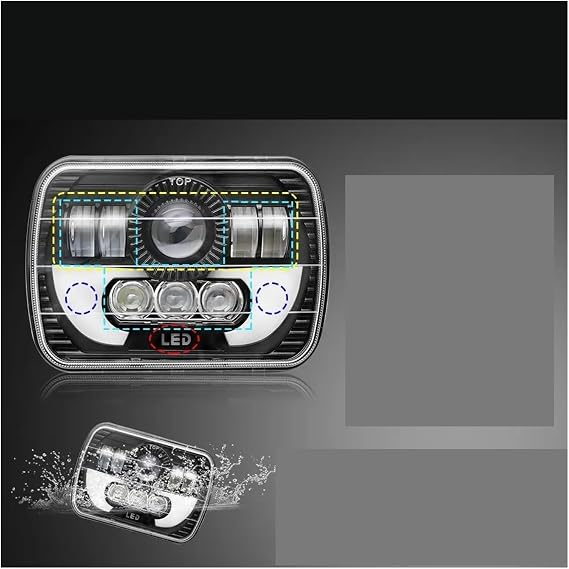 LED Headlights For Jeep For Wrangler YJ For Cherokee XJ For Toyota For Nissan For GMC Car H4 Headlamp 5X7 7x6 Inch Rectangle LED Headlight DRL Hi-Low Beam Front Lights(1PC)
