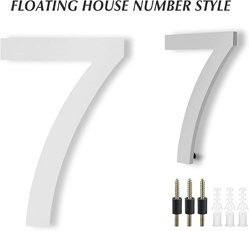 Miniatura 197 de DEWEL Números flotantes de casa grandes de 8 pulgadas para exteriores, decoración de números de dirección de casa modernos negros para señalización