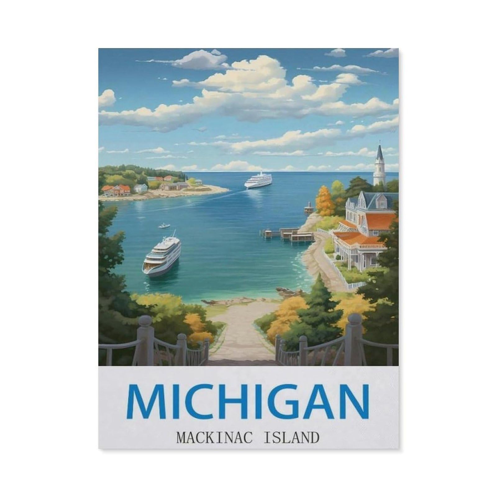 Mackinac Island Michigan，Vintage Metal Sign Kitchen Bathroom Office Bar Coffee Garage Cave Home Living Wall Decor(30x40cm）12x16 inch-EC98