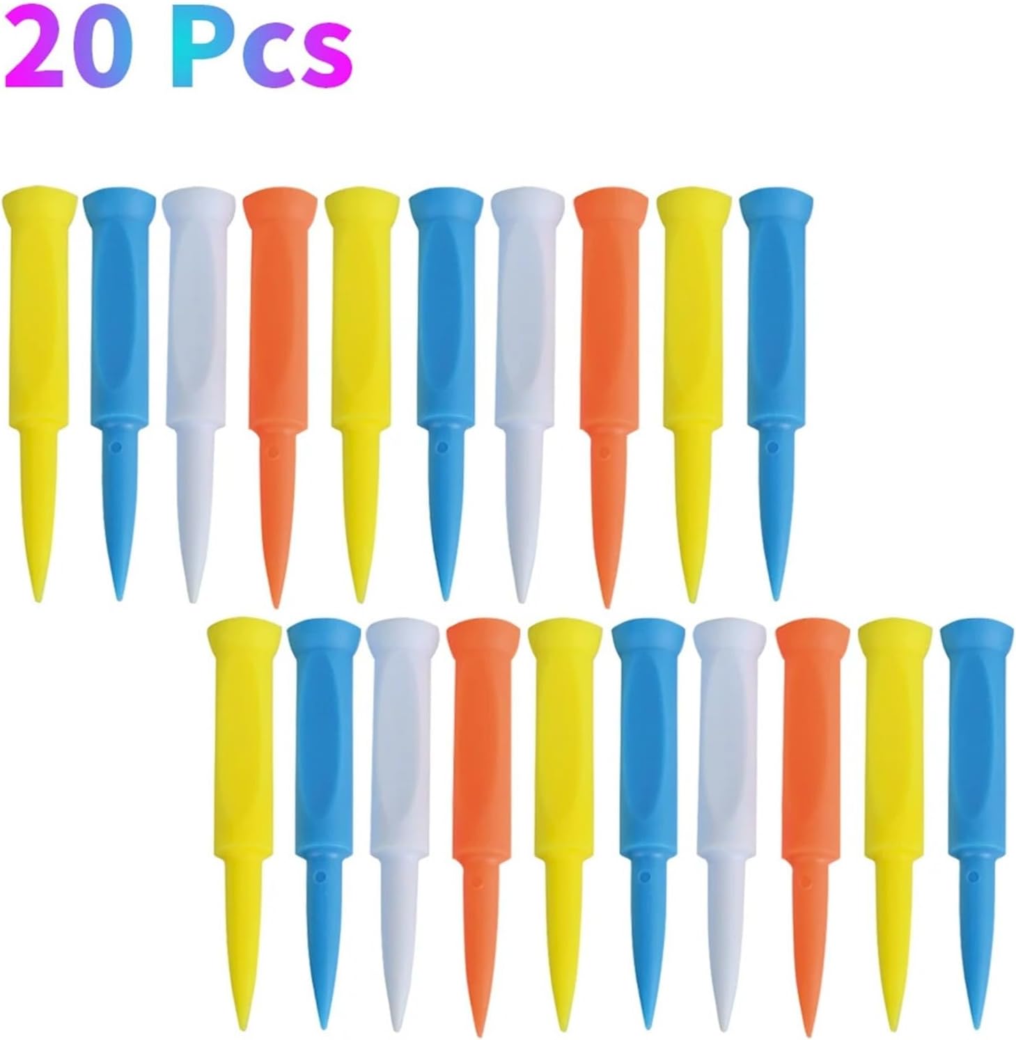 Limit Golf Tees 20 Pack Plastic 70mm Multicolor Long Tees for Men Women Golf Practice