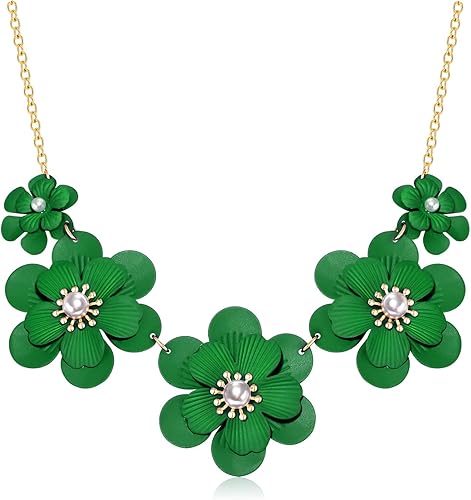 Gargantilla bohemia para mujer, bonito collar de flores, collar de perlas gruesas con dije de perlas de verano, gargantillas de playa, collares de