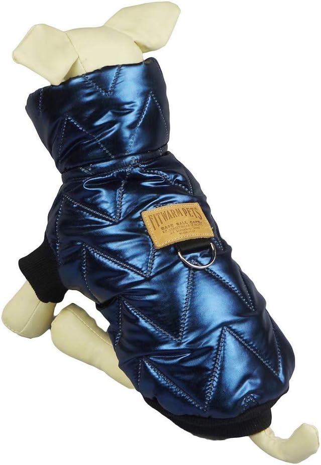 Fitwarm Waterproof Pet Clothes Dog Harness Vest Coat Backpack with D Ring Blue Large