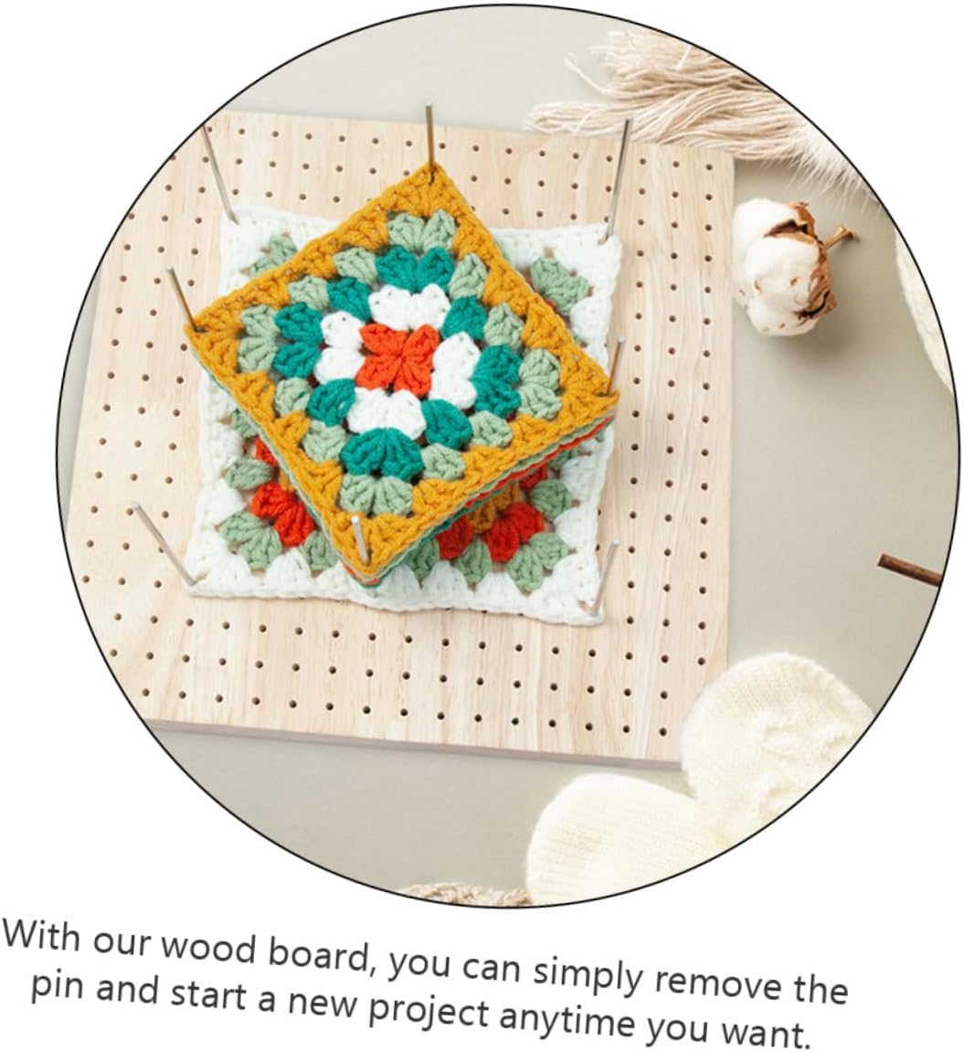 TEHAUX 1set Crochet Positioning Board and Blocking Board for Knitting Crafts Wooden Blocking Plate for Yarn Projects for Beginners and Professionals