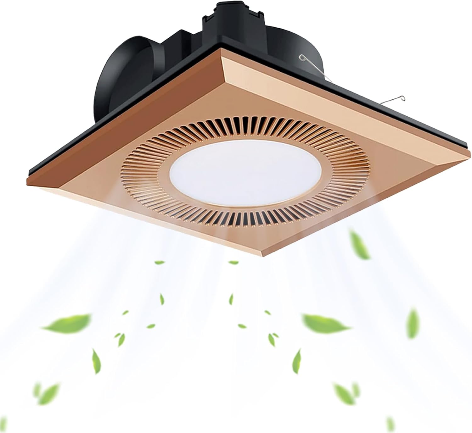 bathroom exhaust fan with light, 374cfm large airflow ceiling mount exhaust ventilation fan, quiet 1.2 sones square bath vent fans light combo for home/office/hotel/laundry/shower, copper color