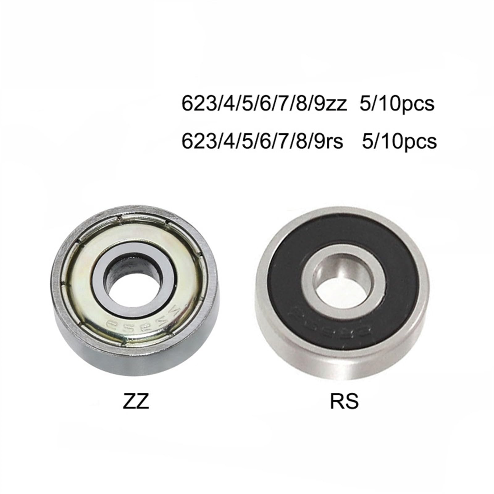 5/10 Uds rodamiento de Bolas 623rs ZZ 624rs 625zz RS 635ZZ 626zz RS ZZ Piezas de impresoras 3D Rueda de polea con Bridas de Ranura Profunda(623ZZ,10PCS)