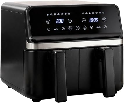 Dual Basket Air Fryer, 2200W Powerful Air Fryer with 11 One-Touch Presets for Oil-Free Cooking, Roasting, Dehydrating & Reheating, Independent Dual Drawers with SyncCook Technology, Easy to clean