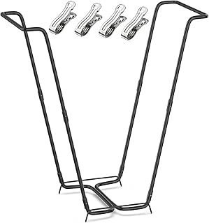 Outdoor Trash Bag Holder Metal Garden Trash Bag Holder for Yard Waste Stand Holds 30-45 Gallons Leaf Bag Holder with 4 Clips for Leaves Camping Lawn Party Weeding Yard Gardening(1pcs+4clips)