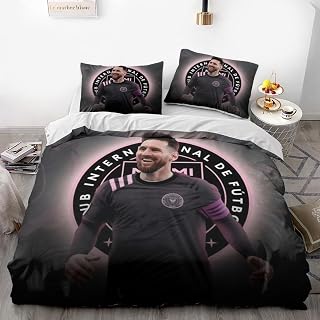 TOMOMARU Football Game Bedding Set, Teenager Bed Linen, 3-Piece Duvet Cover Set with 2 Pillowcases, Perfect Sports Bedding, Duvet Cover Set for Children and Adults (A5, 135 x 200 / 50 x 75 x 2)