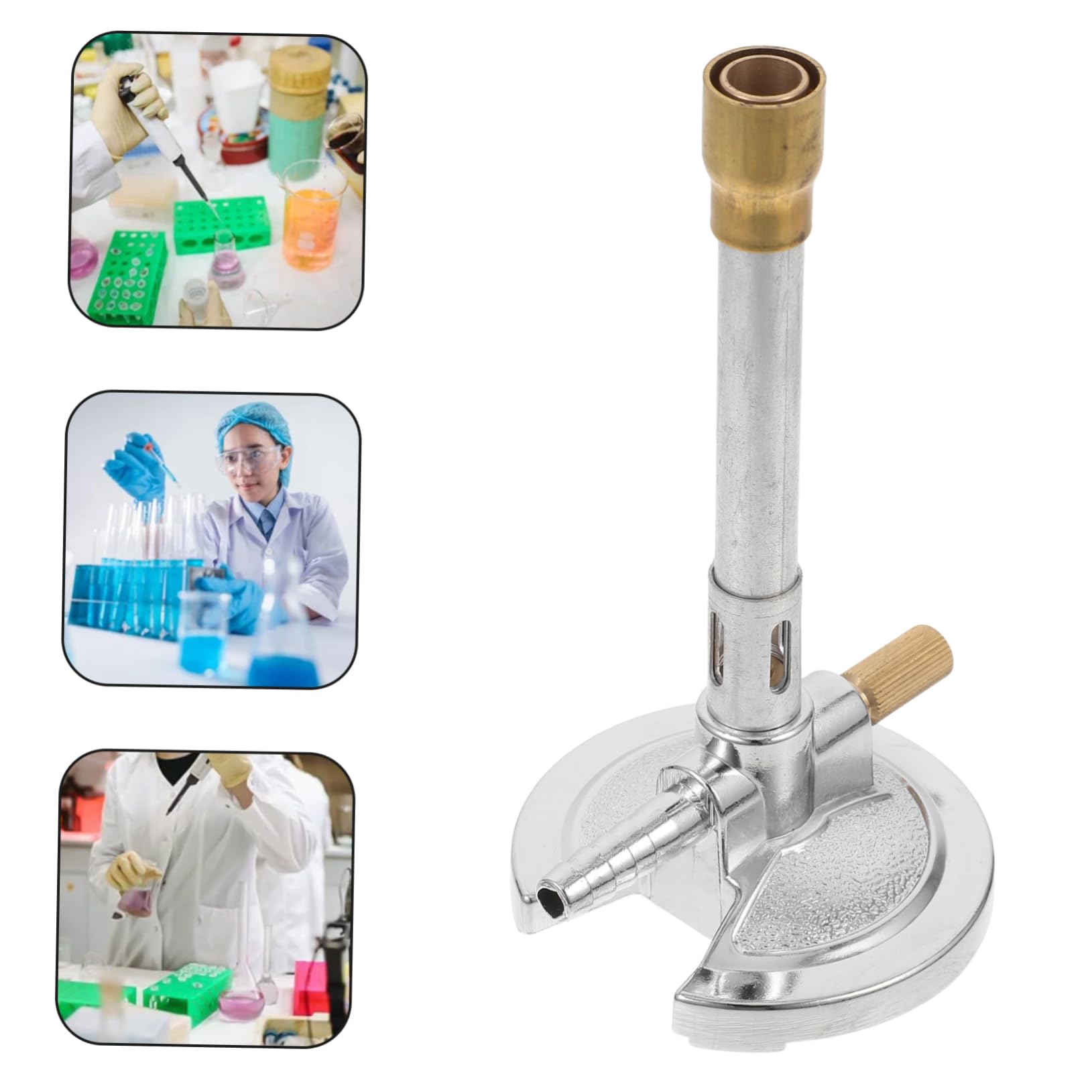 Alipis Becco Bunsen a Gas Propano Naturale, Bruciatore in Lega Di Zinco Con Regolazione Sicura Del Flusso e Stabilizzatore Di Fiamma, Dispositivo Antiribaltamento Per Uso Laboratorio e Riscaldamento