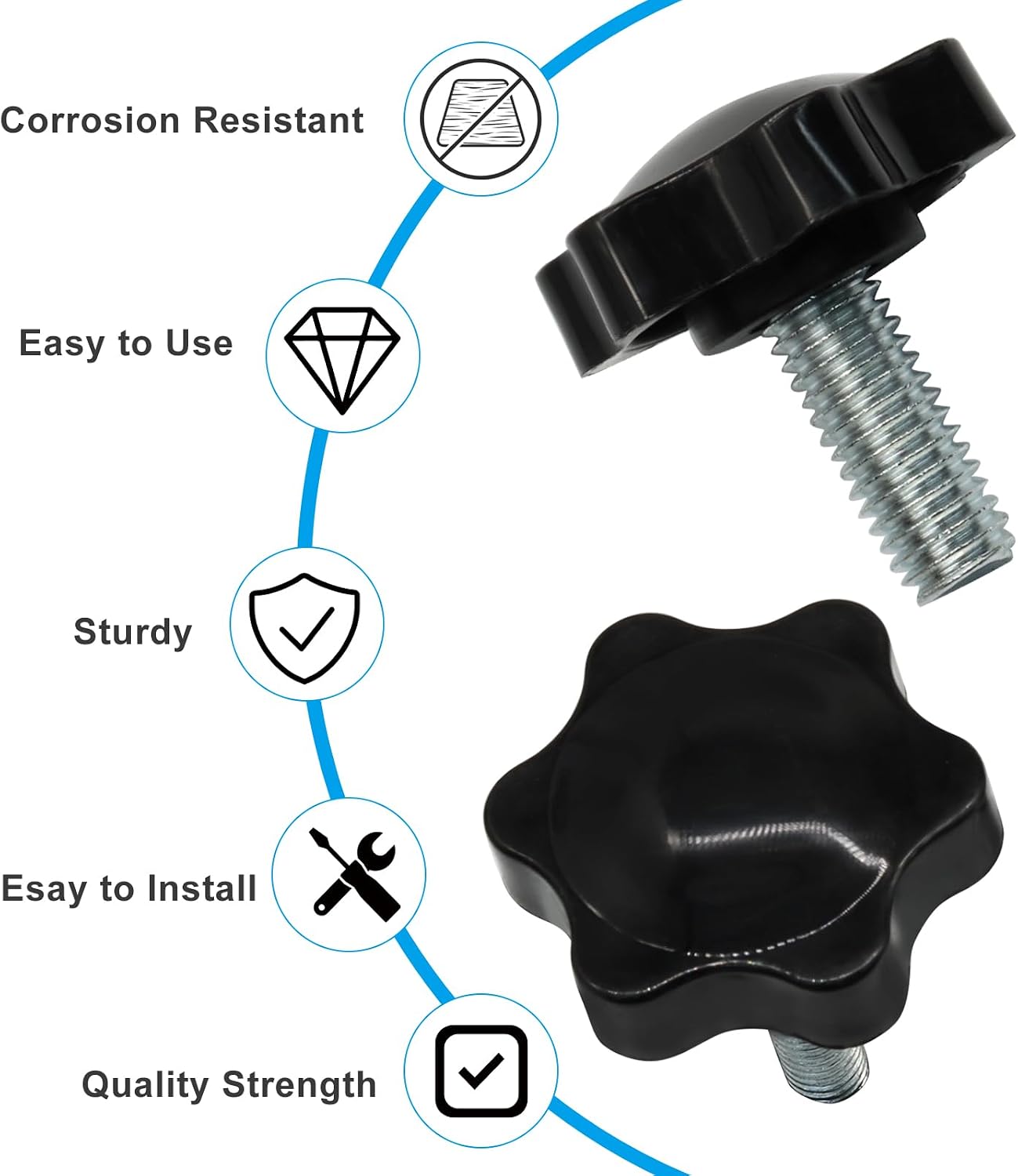 Waziaqoc M8 Plastic Star Shaped Nut, 20mm Length, 20 PCS image 4