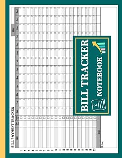 Bill Tracker Notebook: Large Print Bill Payment Tracker Spreadsheet in Landscape Layout | Easy Monthly Bill Organization & Management