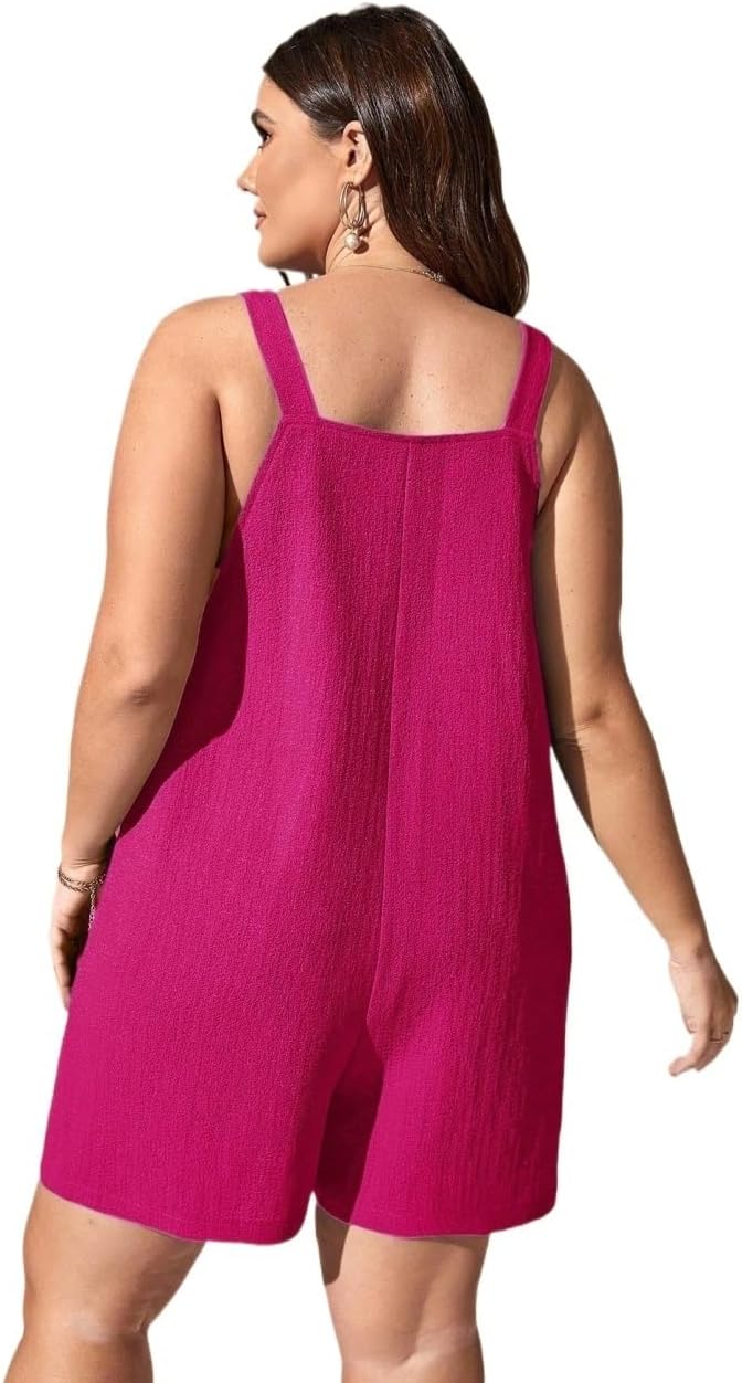 Rompers for Women Summer 2026 Plus Tie Shoulder Pocket Cami Romper
