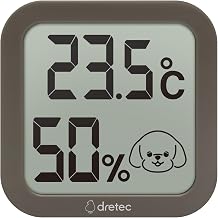 Dretec Pet Thermometer/Hygrometer, Pet Specific, Dog, Cat, Thermometer, Hygrometer, Indoor Battery, Large Screen, Compact, Small, Stylish, Heatstroke, Summer, Winter, Heat Prevention, Cold Prevention,