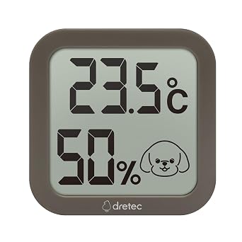 Dretec Pet Thermometer/Hygrometer, Pet Specific, Dog, Cat, Thermometer, Hygrometer, Indoor Battery, Large Screen, Compact, Small, Stylish, Heatstroke, Summer, Winter, Heat Prevention, Cold Prevention,