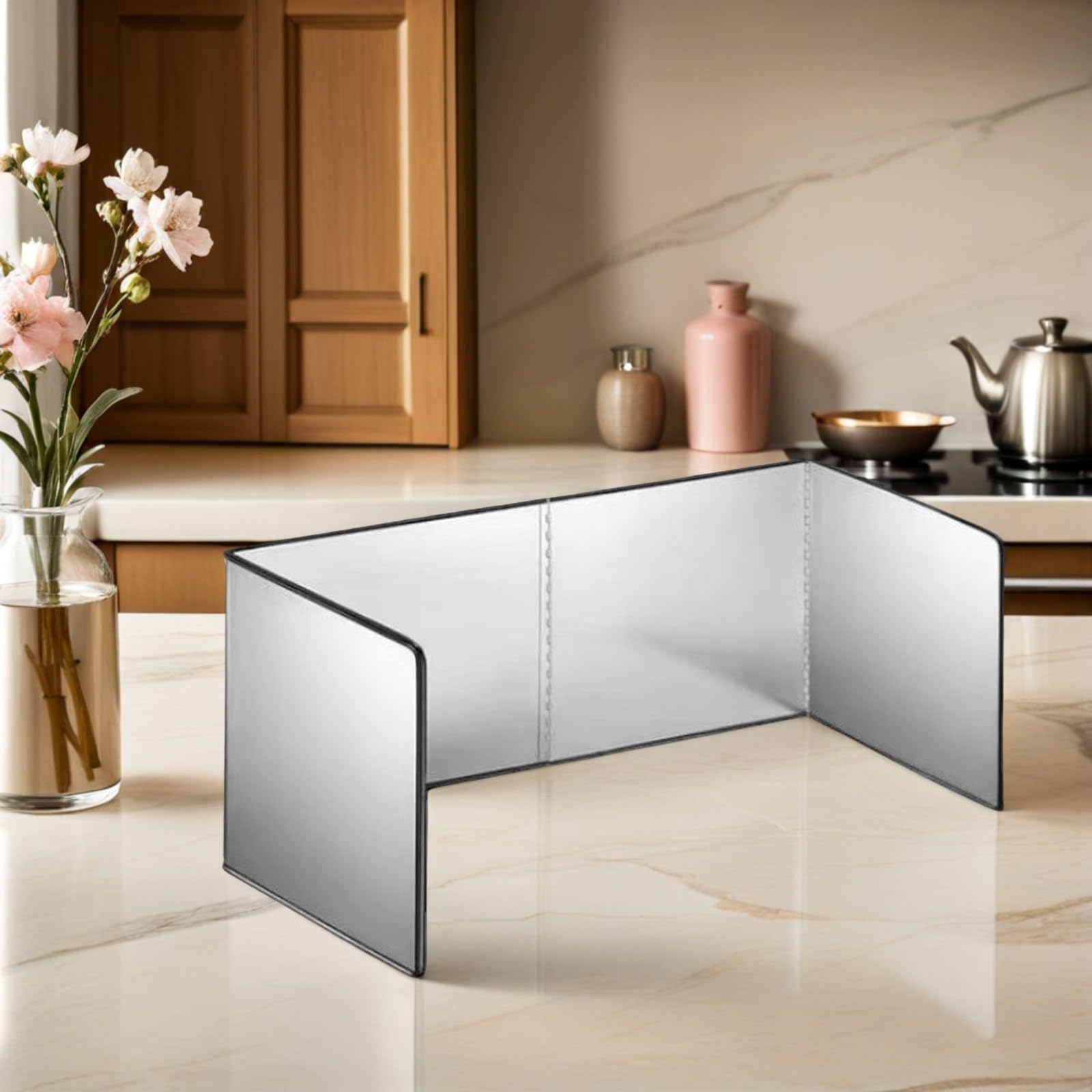 Proteggi Schizzi Cucina Pieghevole in Acciaio Inox per Fornelli