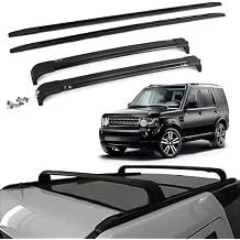 Roof Rack with Cross Bars Kit for 2004-2016 Land Rover Discovery LR3 LR4, Aluminum Luggage Carrier Rails Replacement, Black Crossbar Set for SUV Cargo Roof Top