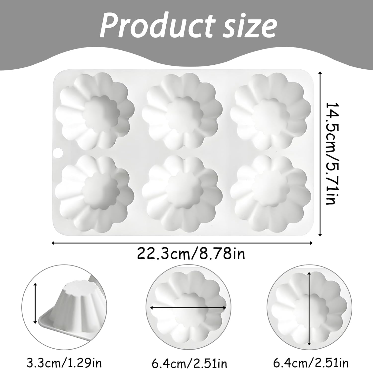 Silicone Pudding Jello Mold 6-Cavity Flower Shape