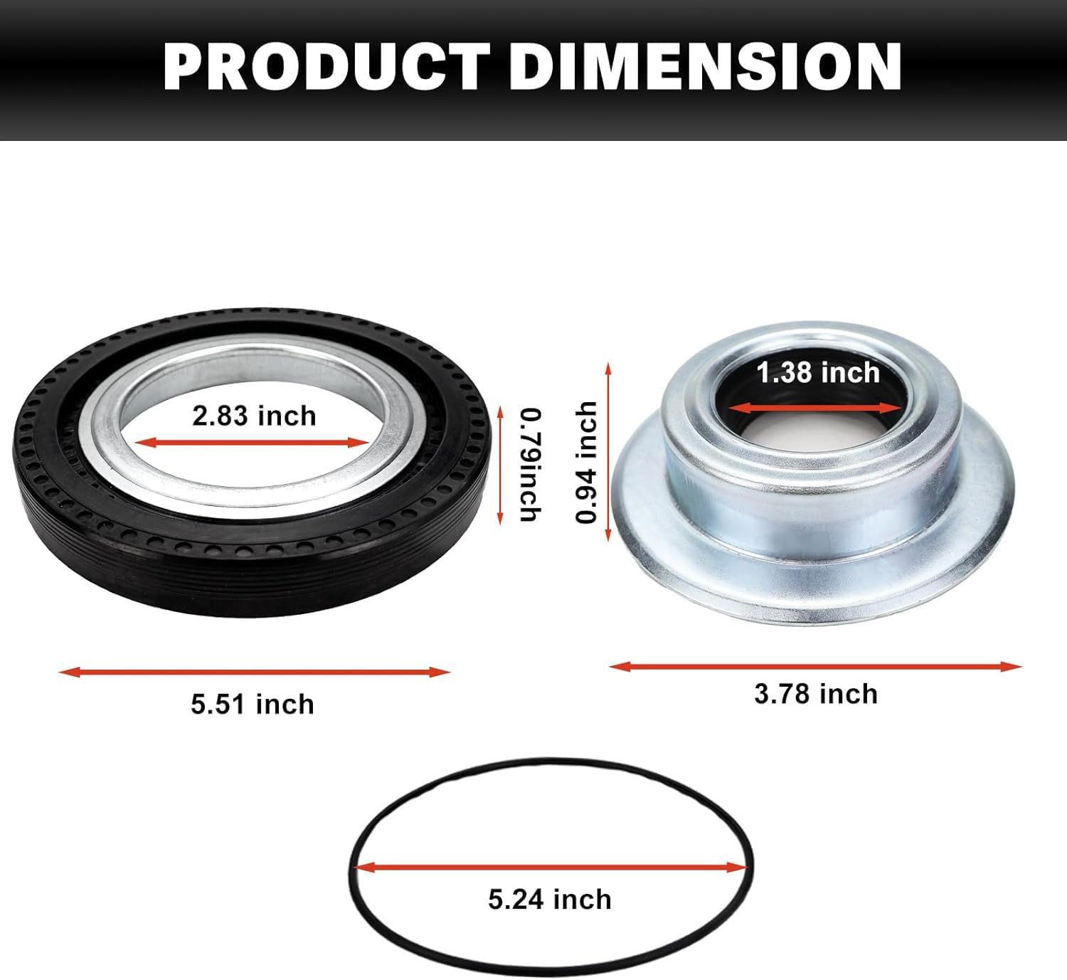 Front Axle Knuckle Vacuum Seals & Tube Dust Seals Kit & Hub O-Rings Fits for Ford Super Duty 2005-2019 F250 F350 F450 F550 With Dana Super 60, Replacement for part #2017426, 2014835, 54983