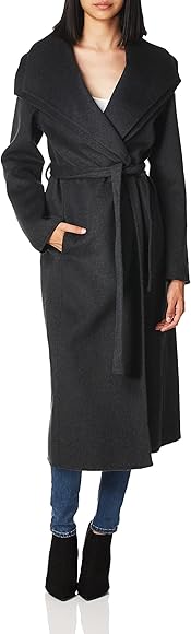 Tahari women's maxi double face wool blend wrap coat Clearance