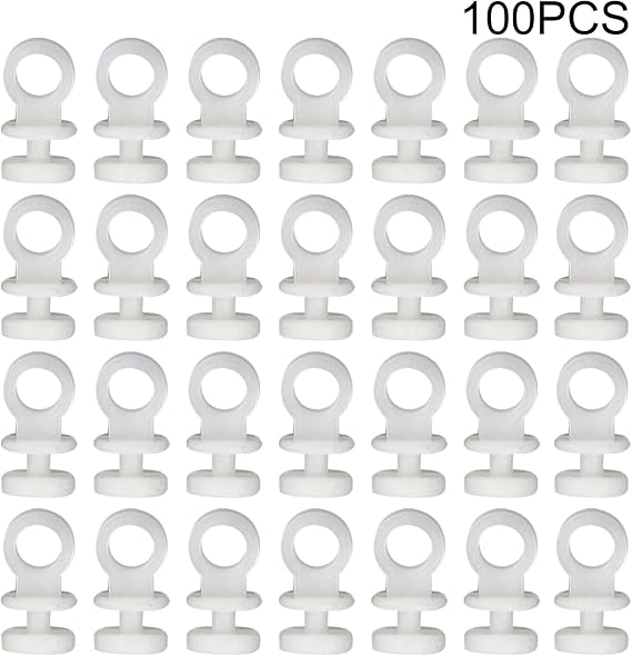 100 Pcs Curtain Track Gliders, Plastic White Curtain Hooks, Effortless Gliding Curtain Rail Slider Hooks Rollers for Window Door Shower Curtains
