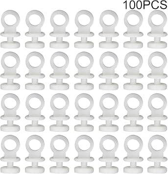 100 Pcs Curtain Track Gliders, Plastic White Curtain Hooks, Effortless Gliding Curtain Rail Slider Hooks Rollers for Window Door Shower Curtains