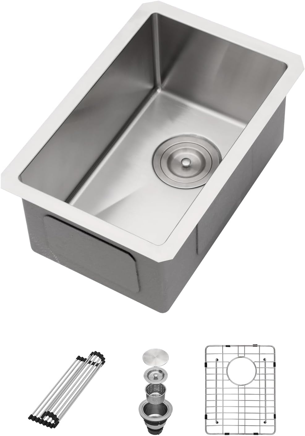 Sarlai Bar Sink Undermount - 10"x18"x8" 16 Gauge Stainless Steel Undermount Bar Prep RV Small Kitchen Sink Single Bowl