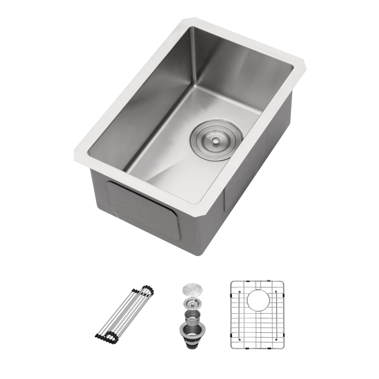 Sarlai Bar Sink Undermount - 10"x18"x8" 16 Gauge Stainless Steel Undermount Bar Prep RV Small Kitchen Sink Single Bowl