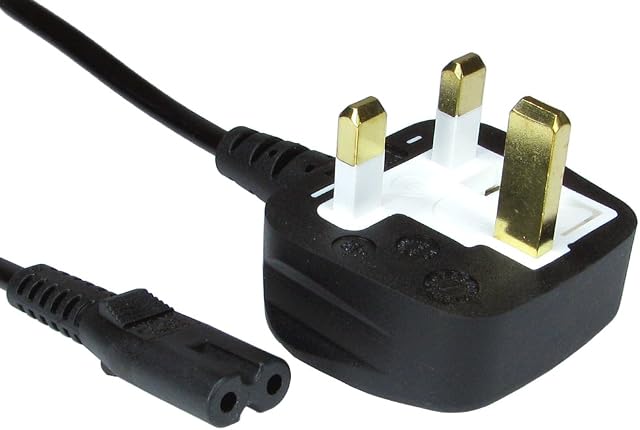 PCSL® Mains Cable/Power UK Lead Plug Cord (2m, C7 Figure 8)