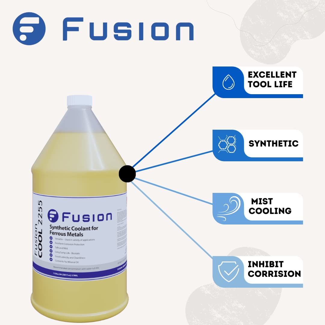 Refrigerante de niebla para aplicaciones de corte de metal | Fusion Cool 2255 | Líquido sintético de alta calidad para trabajar metales (1 galón)