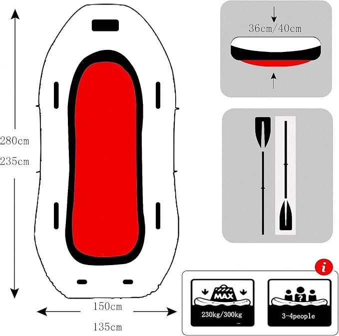 Bote Inflable para Adultos, 3-4 Personas, Náutica de Goma, Sets con Remo y Bomba de Aire miniatura 7