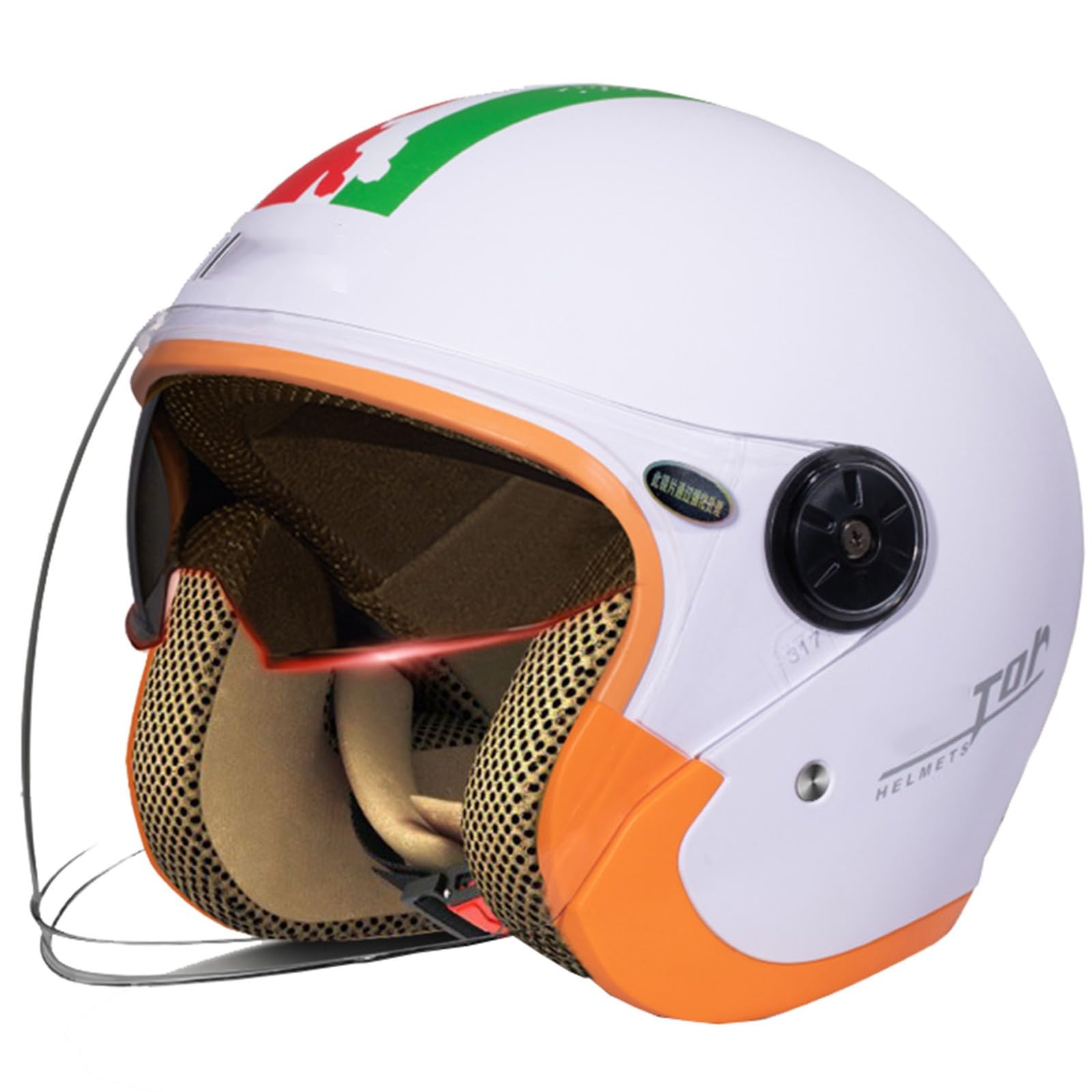 Casco De Moto Abierta,Casco Jet Moto con Doble Visera,Aprobado ECE,Scooter De Calle Retro Ciclomotor Vespa 3/4 Cascos De Media Cara para Hombres Y Mujeres