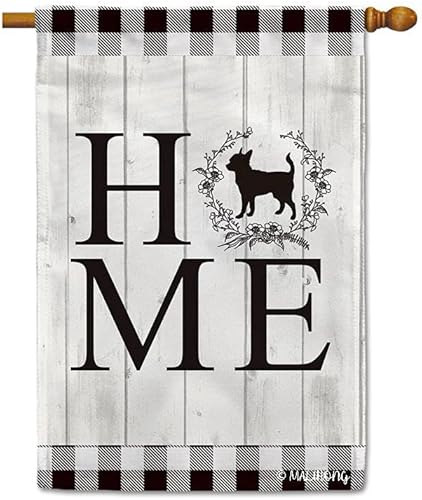 Miniatura 9 de MALIHONG Bandera de jardín para el hogar, silueta de perro, Chow Chow, búfalo, a cuadros, primavera y verano, para decoración del hogar, 12.5 x 18