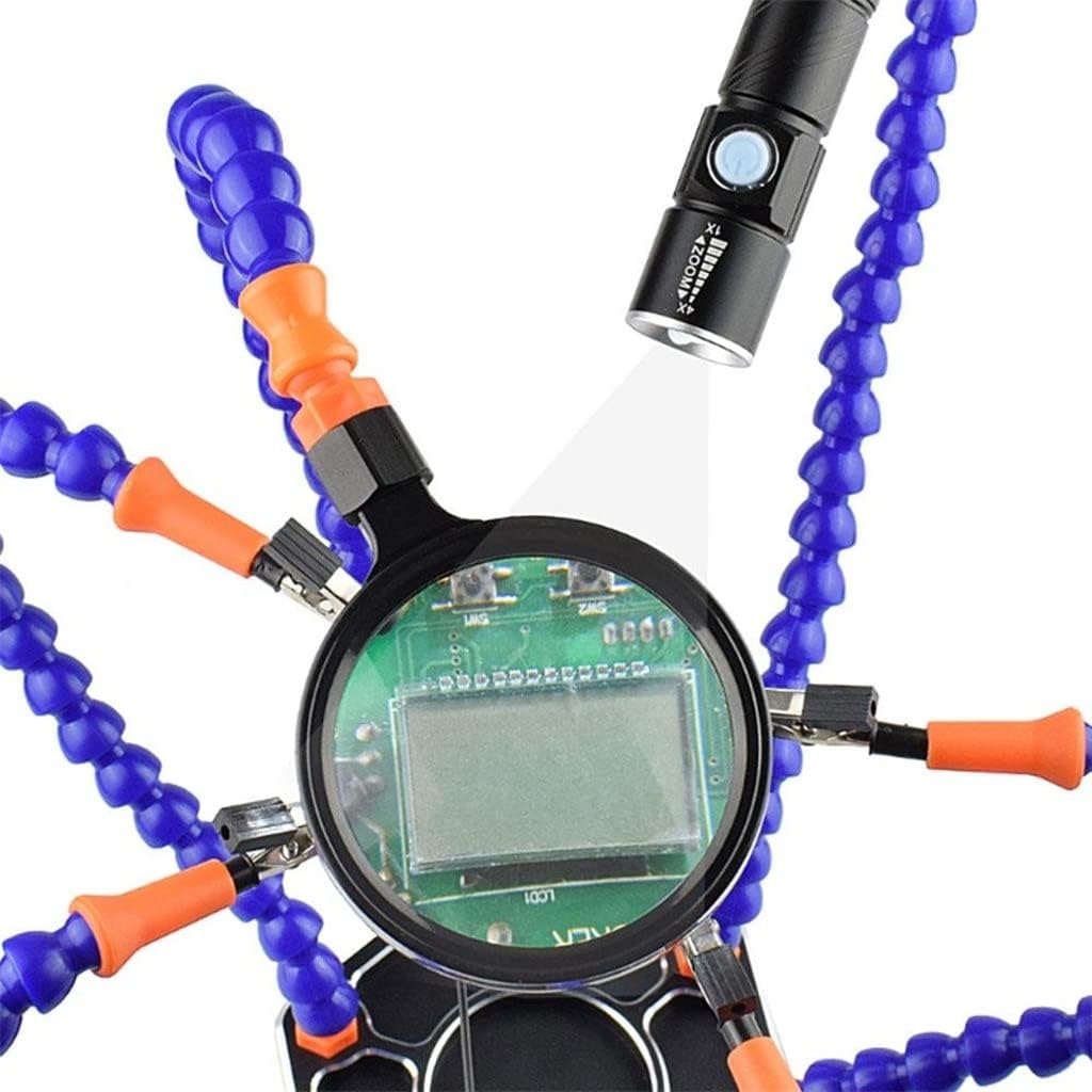 Magnifying Soldering Station Third Helping Hand Holder Multi Welding Tools 6 Flexible Arms (Color : As shown, Size : One size) (As shown One size)
