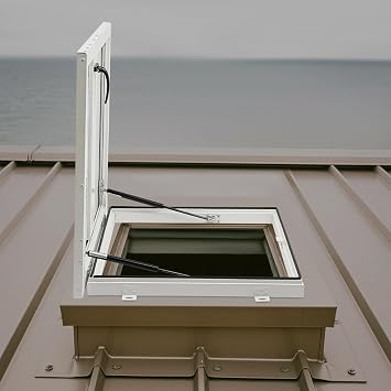 21.6 L X 21.6 W Galvanized Roof Hatch, Attic Access Door, Metal Roof Panels Security Door, Roof Access Hatch (21.6 L X 21.6 W - White)
