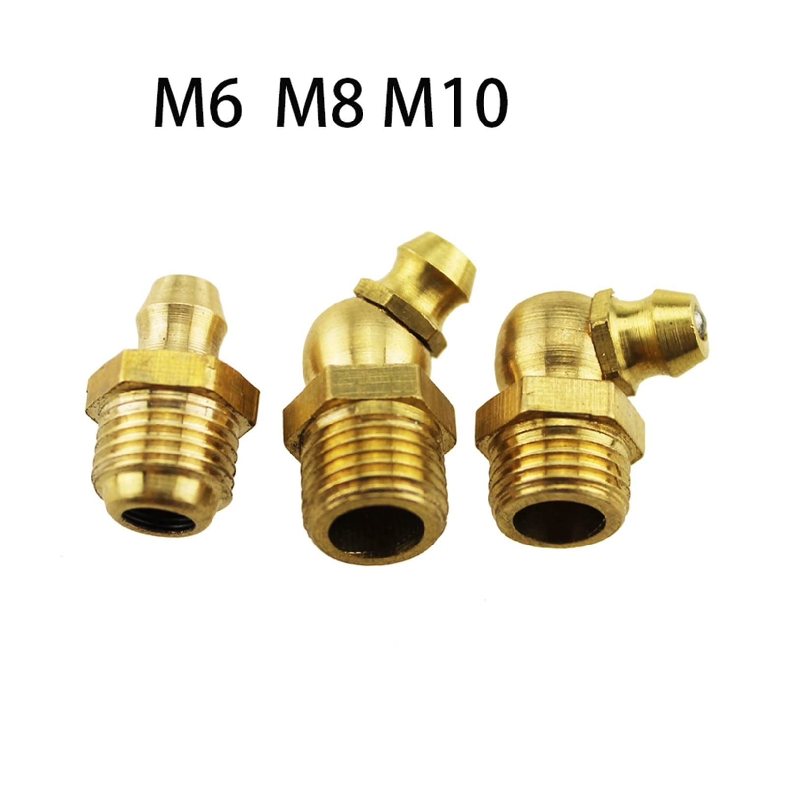 Raccordo per ingrassaggio Idraulico, Raccordi for ingrassaggio Idraulico in Ottone M6/M8/M10 Filettatura 1mm Passo 45/90/Dritto 5/10 Pz(10 Pieces,M10-STRAIGHT)