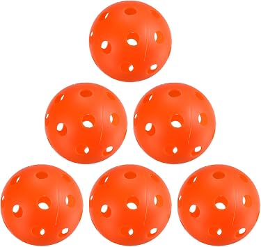 PATIKIL Indoor Pickleball Balls, 26 Holes Pickleball 6 Pack Pickleball Balls for Amateurs, Orange