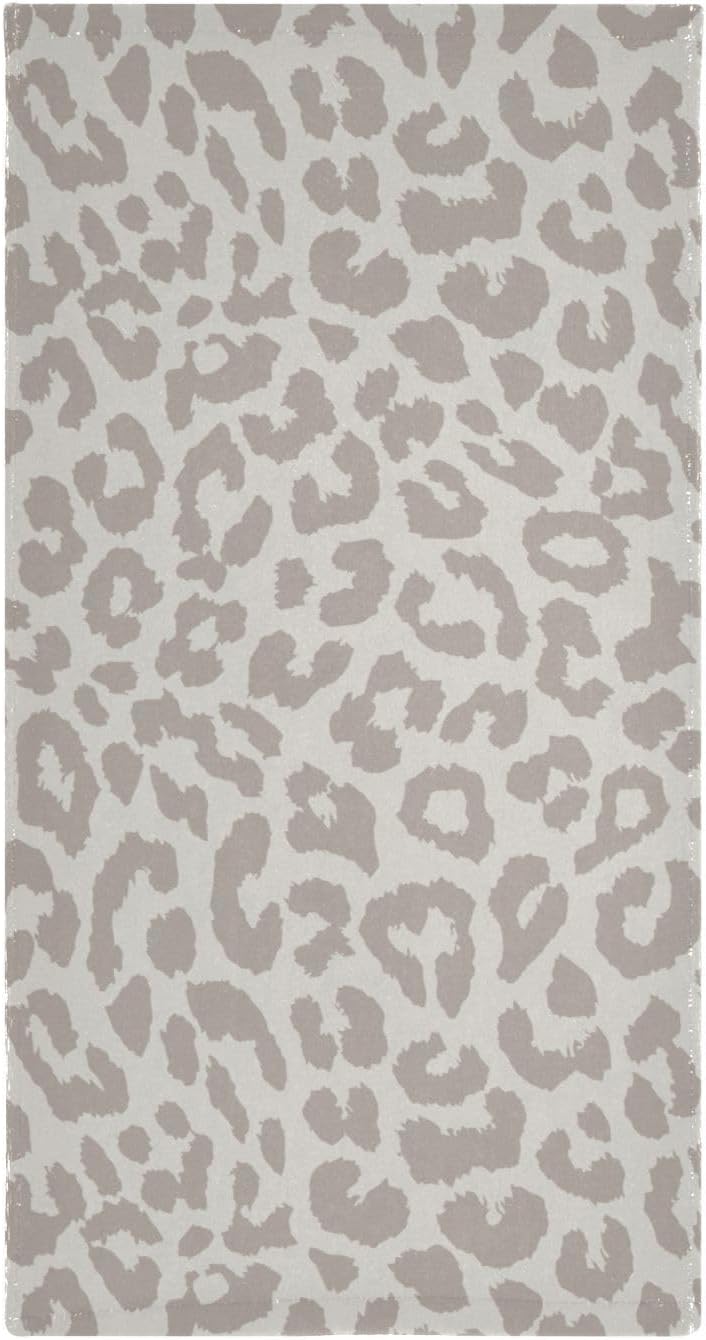 2 Pack Grey Brown Leopard Print Hand Towels for Bathroom,Absorbent Fingertip Guest Vintage Animal Cheetah Skin Decorative Bath Towels,Soft Wildlift Dish Towels for Kitchen Decor 14"x28" - Image 6