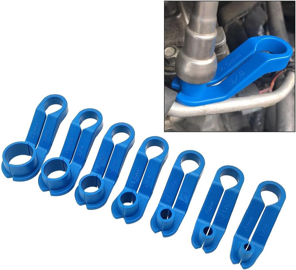 7PCS AC Fuel Line Disconnect Tool Set - 1/4 5/16 3/8 1/2 5/8 3/4 7/8 Inch Fuel Filter Removal Tool Compatible with GM Ford Chrysler More Vehicles - New Upgrade Fuel Line Removal Tool Kit and Equipment