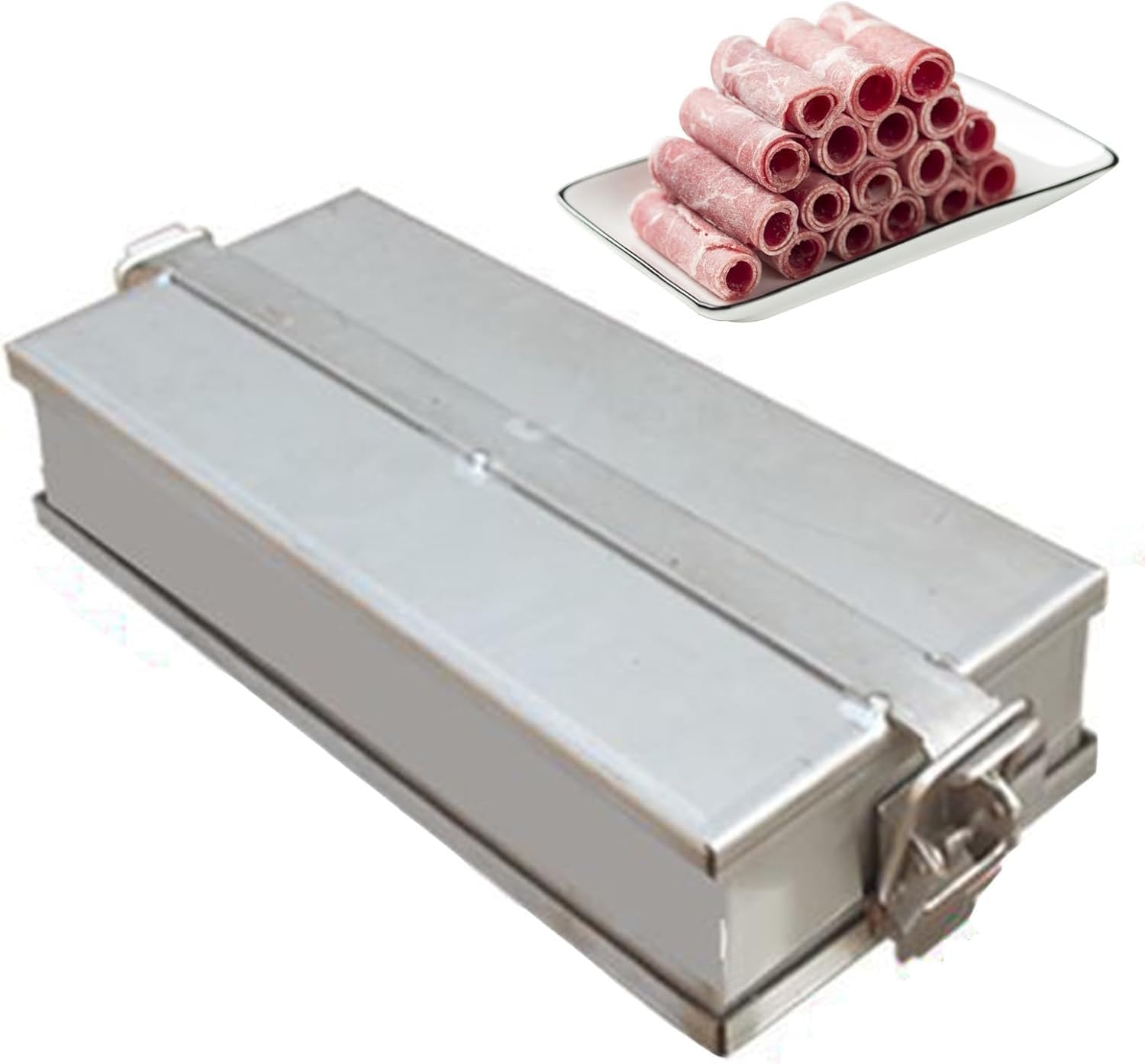 Pressa per carne in acciaio inox, rettangolare, spessore 1,5/2,0 mm, capacità 7 kg per hamburger, slider, barbecue, ideale per carne ripiena