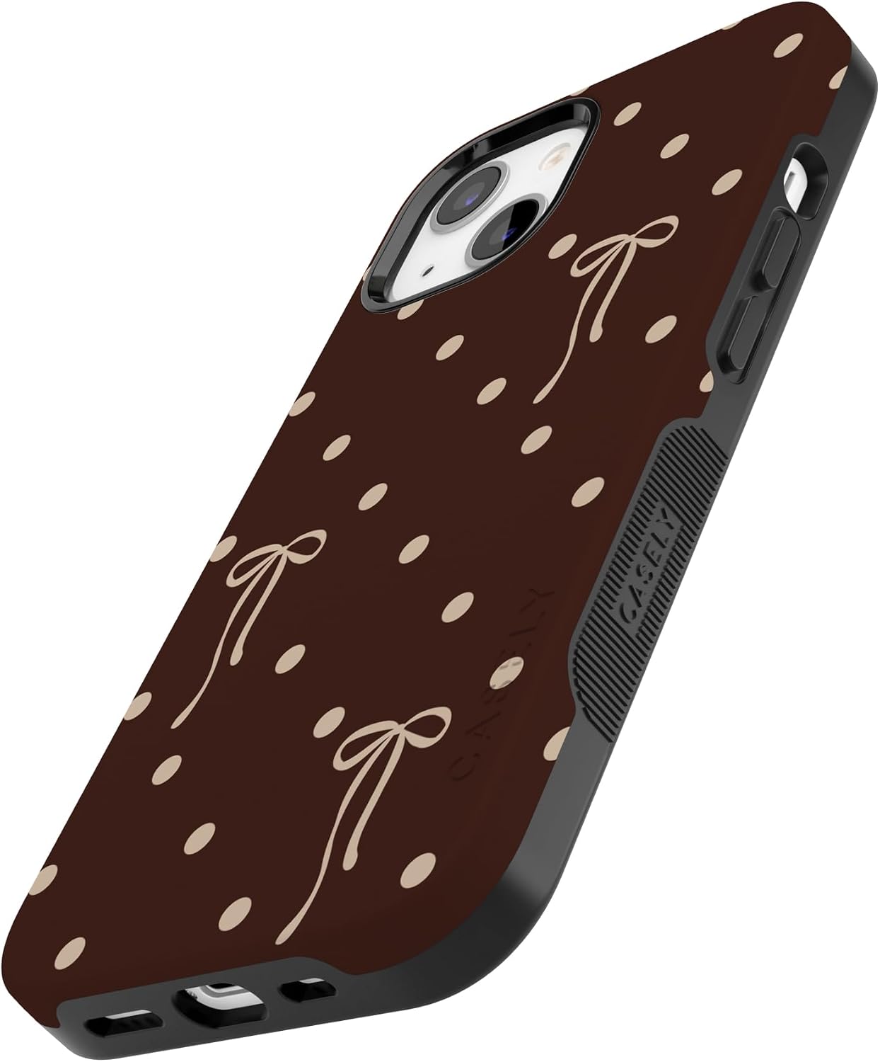 Casely iPhone 13 Mini Case | Teddy Bows | Brown Polka Dot | Bold Protective Design | MagSafe Compatible Design