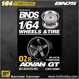BNDS 1/64 ミニカー用 カスタムホイール 1台分 約8.9mm ブラッククロム 小径タイプ ドレスアップパーツ BC26400S-BC (02S-BC) [並行輸入品]